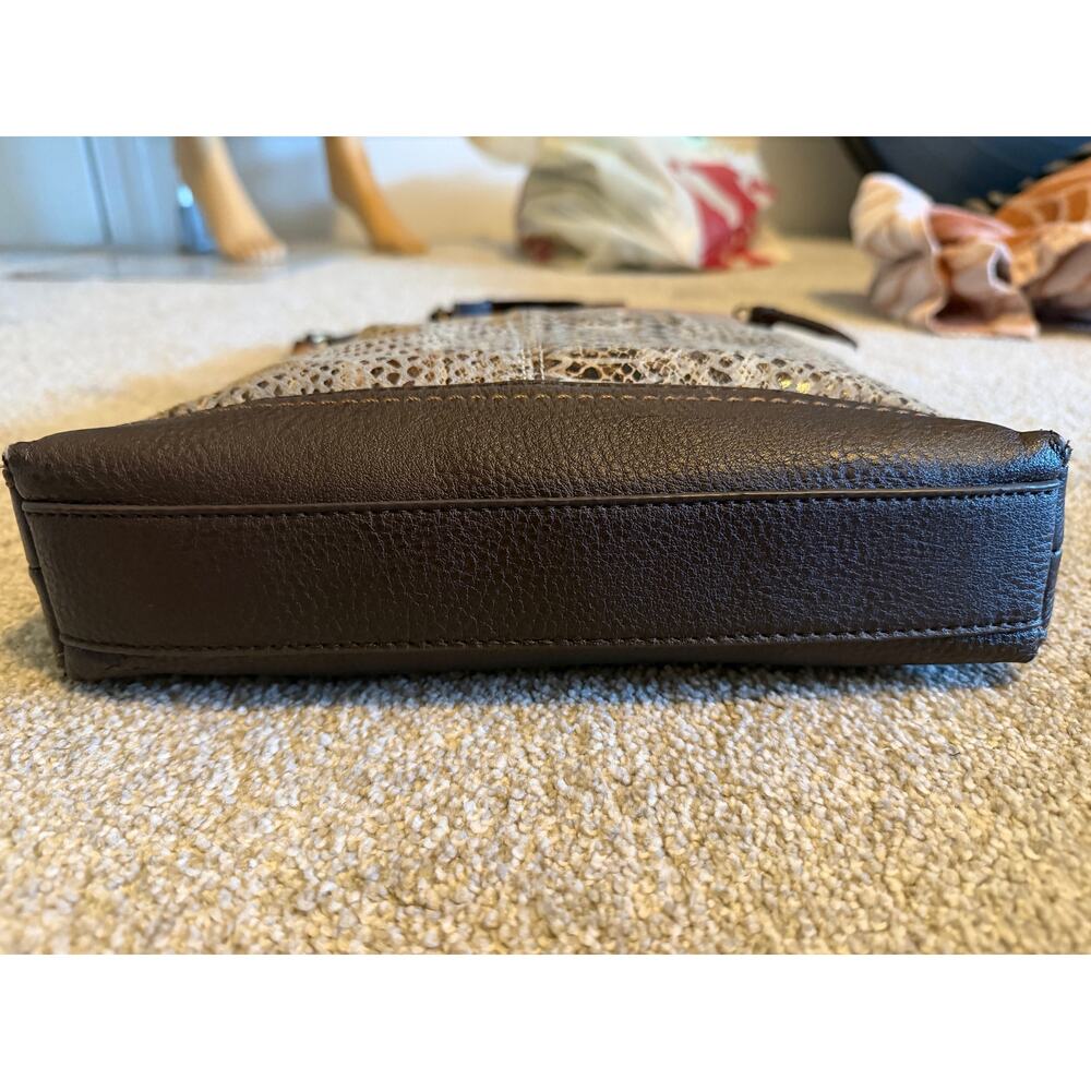 The Sak Caramel Tan Brown Leather Snake Skin Messenger Cross Body Bag - Picture 4 of 9